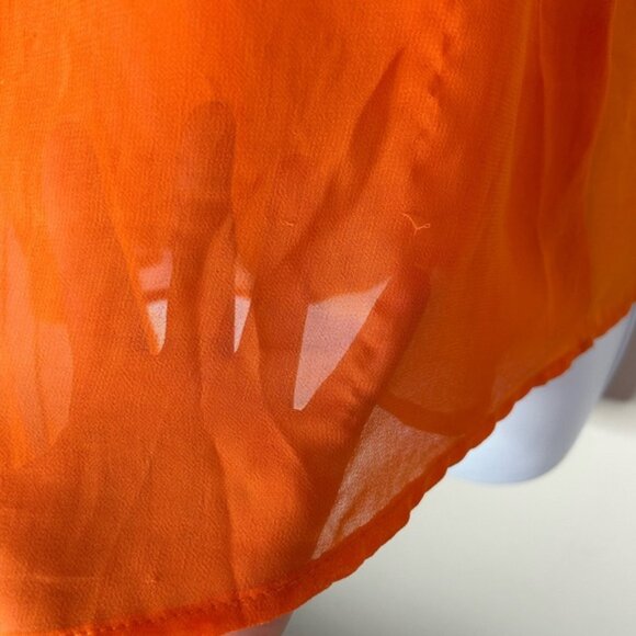 ZARA Cami Blouse Tank Top Chiffon Flowy V-neck Criss cross Bright Orange 00s S - Picture 12 of 13